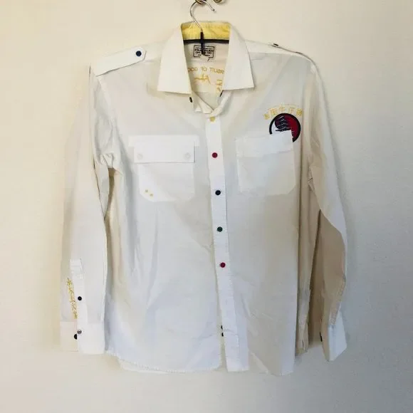 phat farm dress shirts Phat Farm Mens Terry Cloth Button Up Shirt Black Grey Colorblock XXL NWT